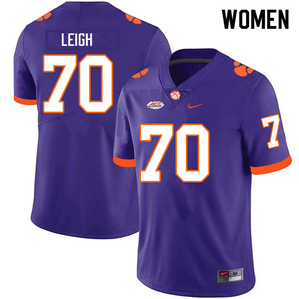 Women #70 Tristan Leigh Clemson Tigers College Football Jerseys Sale-Purple